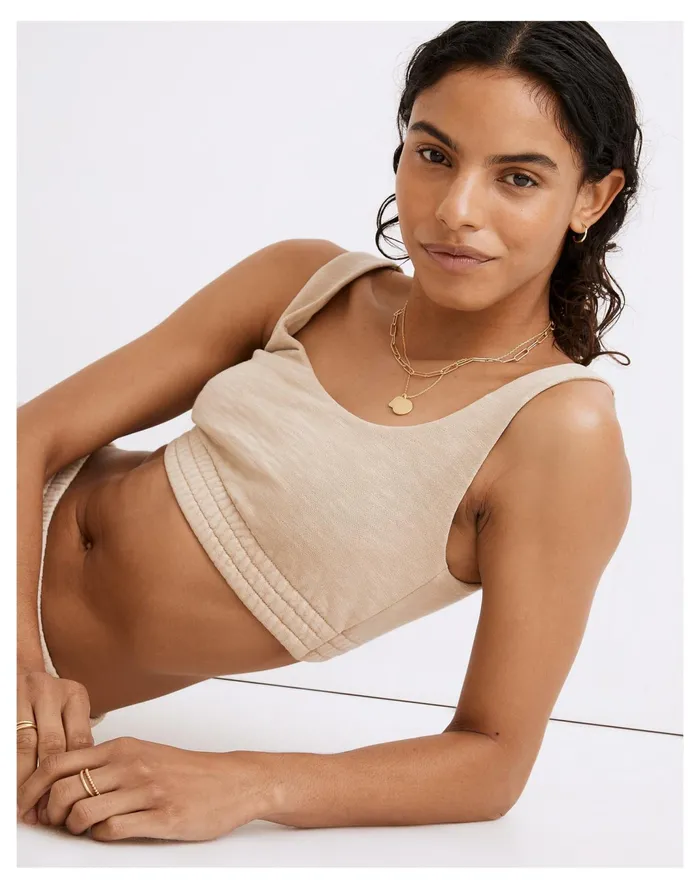 Women MWL Sweatshirt Bralette Dried Flax Madewell MWL Athleisure Women MWL Sweatshirt Bralette Dried Flax Madewell MWL Athleisure