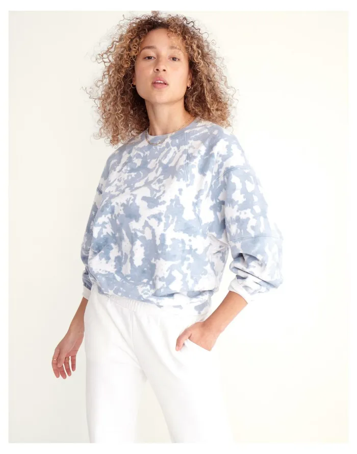 Women MWL Tie Dye Oversized Raglan Sweatshirt Americana Blue Madewell MWL Athleisure