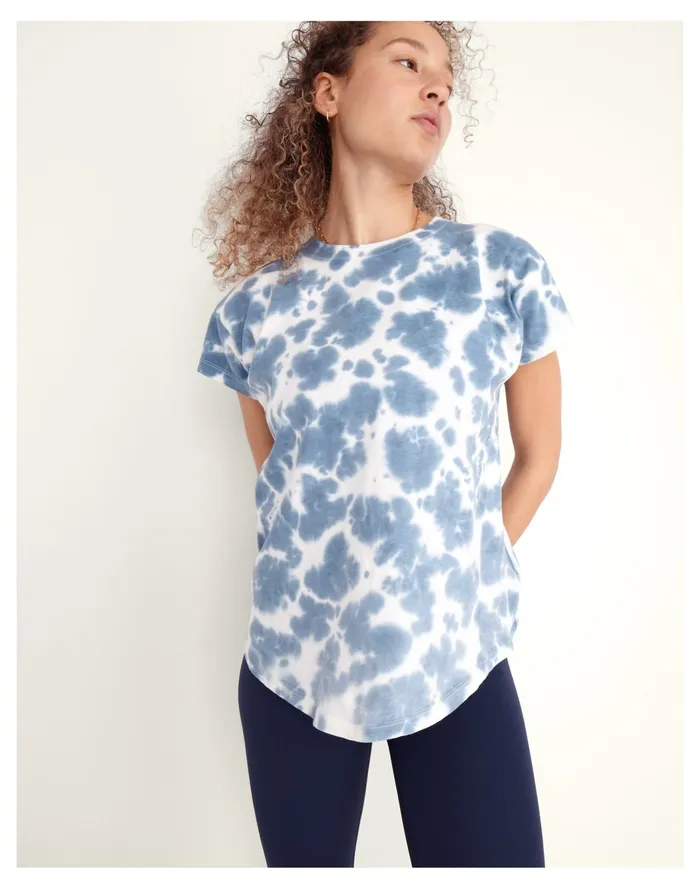 Women MWL Tie Dye Seamed Tee Americana Blue Madewell Activewear