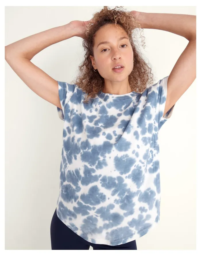 Women MWL Tie Dye Seamed Tee Americana Blue Madewell Activewear Women MWL Tie Dye Seamed Tee Americana Blue Madewell Activewear