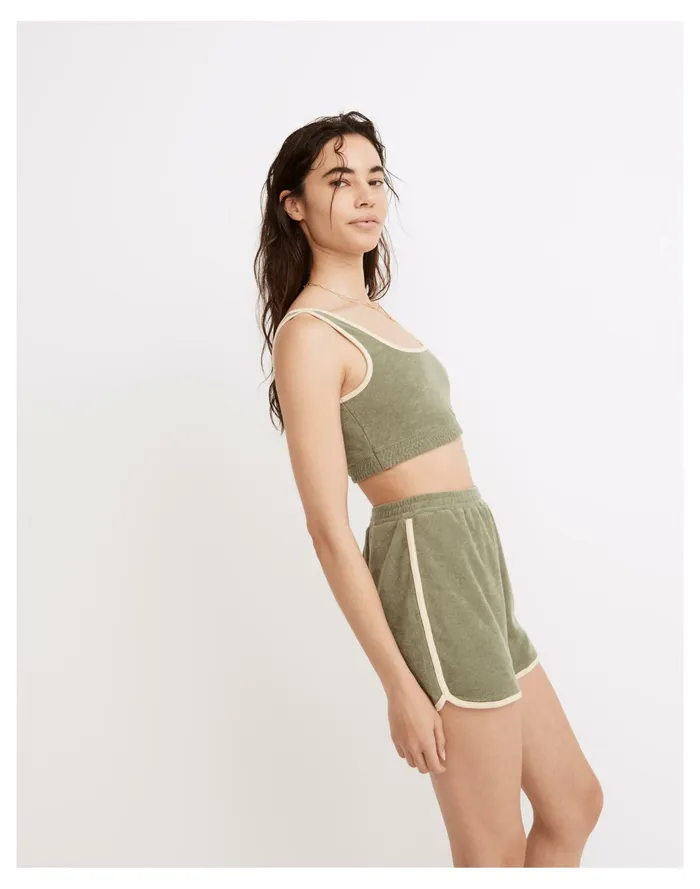 Women MWL Towel Terry Sweatshirt Bralette Faded Palm Madewell Tees Women MWL Towel Terry Sweatshirt Bralette Faded Palm Madewell Tees