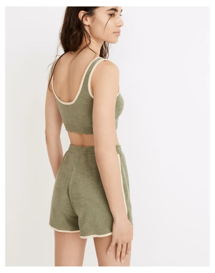 Women MWL Towel Terry Sweatshirt Bralette Faded Palm Madewell Tees Women MWL Towel Terry Sweatshirt Bralette Faded Palm Madewell Tees