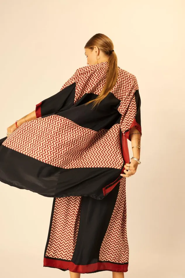 Women Natalie Martin Coverups Lennon Kimono Block Zigzag Noire