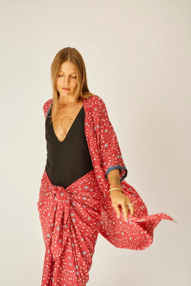 Women Natalie Martin Coverups Lennon Kimono Pinwheel Barn Red