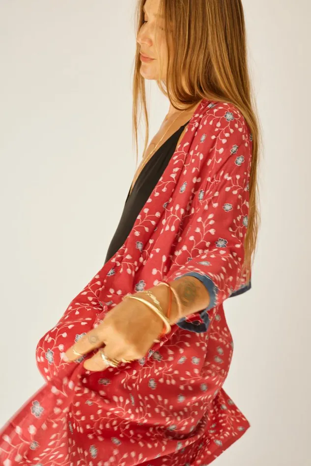 Women Natalie Martin Coverups Lennon Kimono Pinwheel Barn Red