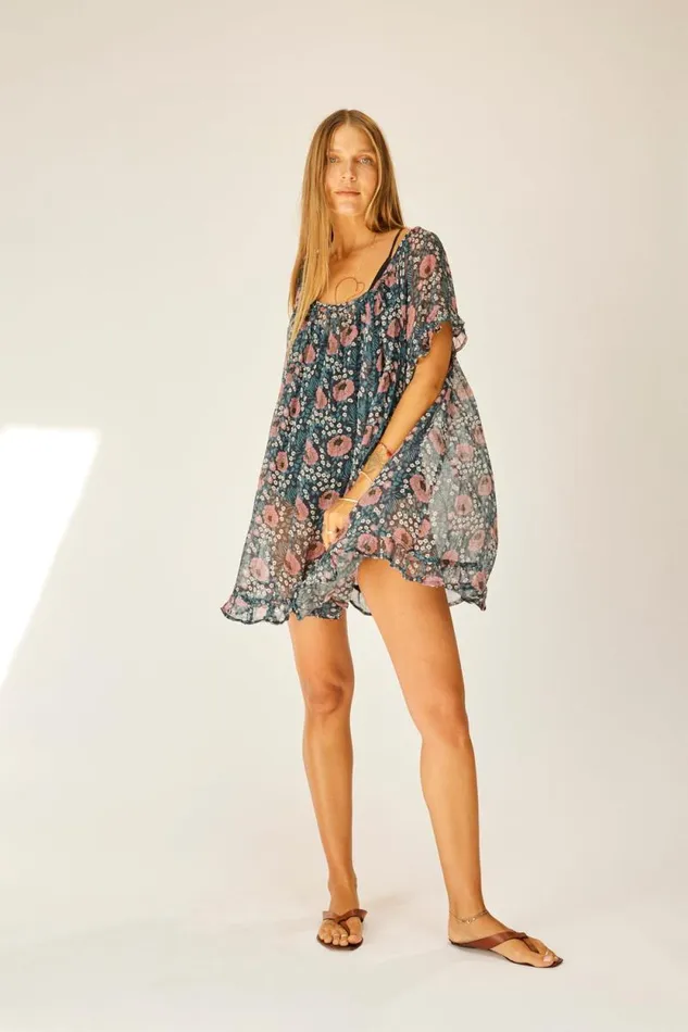 Women Natalie Martin Coverups Marina Dress Vintage Flowers Indigo