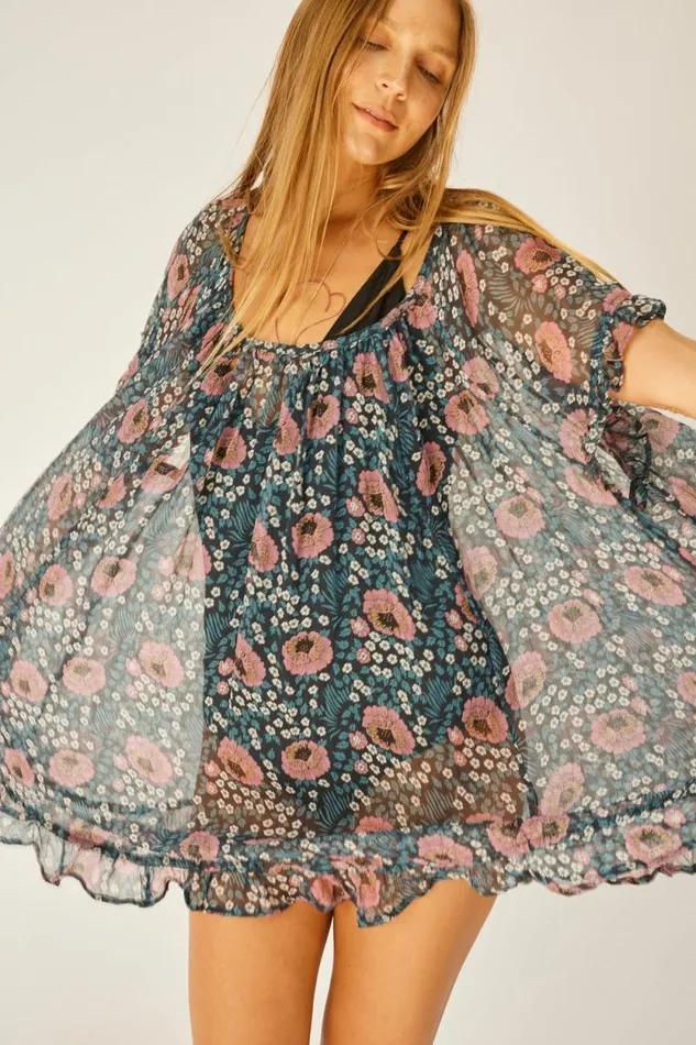 Women Natalie Martin Coverups Marina Dress Vintage Flowers Indigo