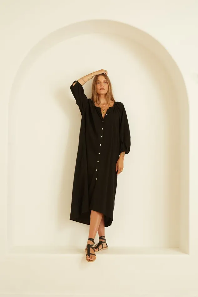 Women Natalie Martin Dresses Alex Midi With Sash Black Silk