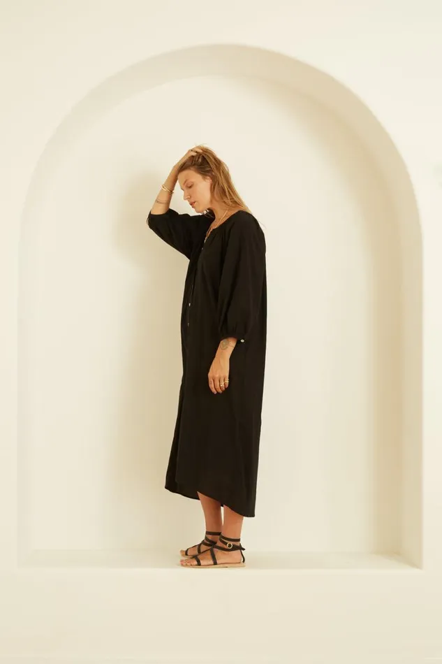 Women Natalie Martin Dresses Alex Midi With Sash Black Silk