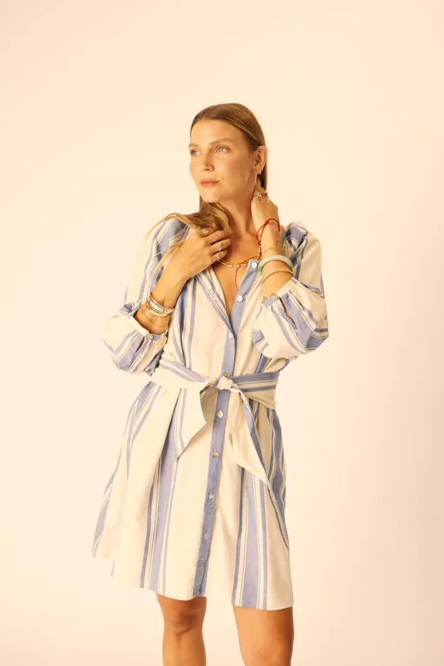Women Natalie Martin Dresses Alex Short Dress French Stripe Blue