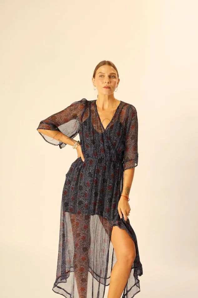 Women Natalie Martin Dresses Coco Maxi Snowflake Steel Blue