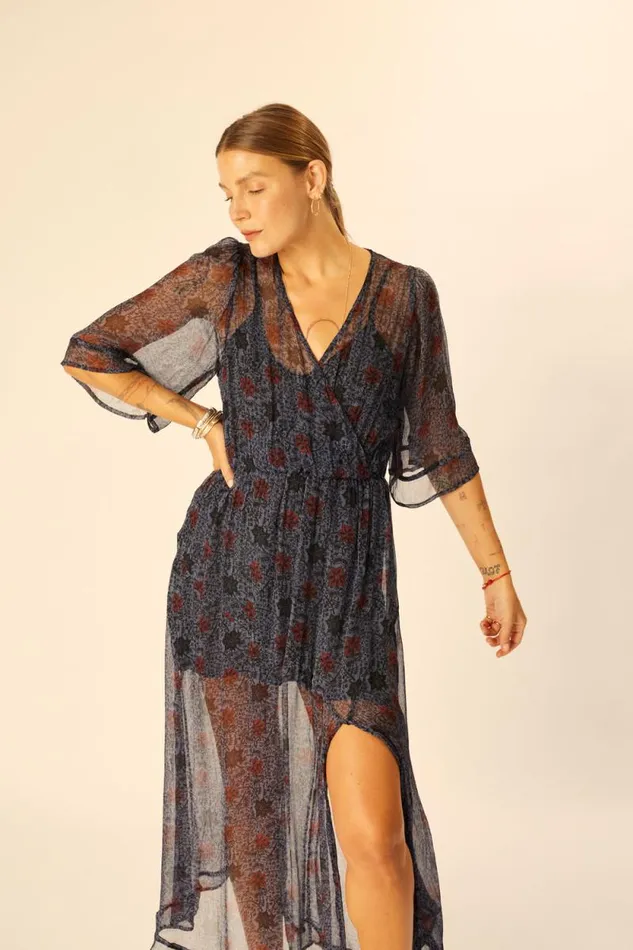 Women Natalie Martin Dresses Coco Maxi Snowflake Steel Blue