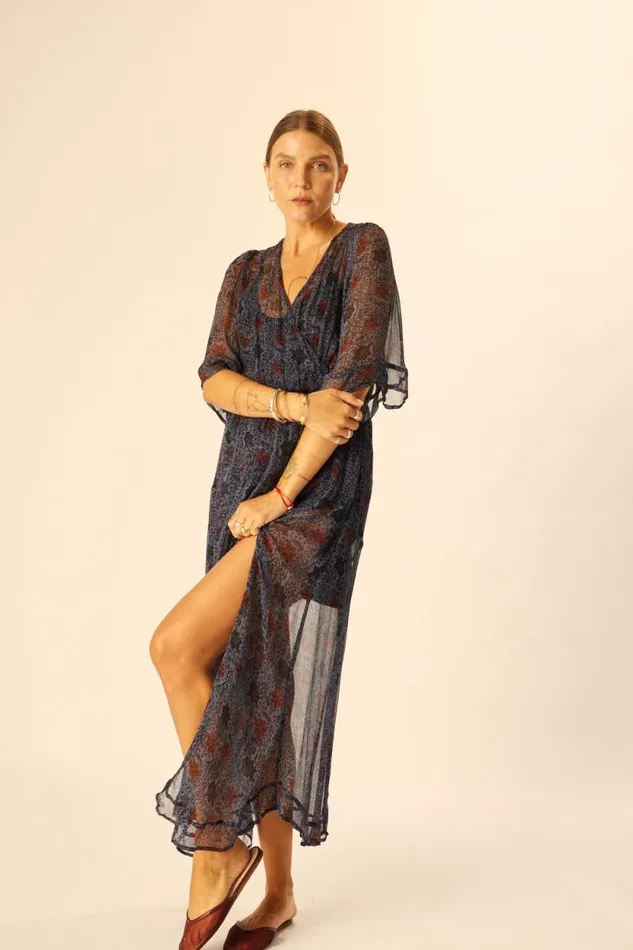 Women Natalie Martin Dresses Coco Maxi Snowflake Steel Blue