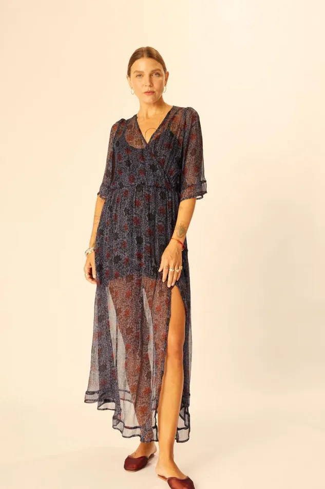 Women Natalie Martin Dresses Coco Maxi Snowflake Steel Blue