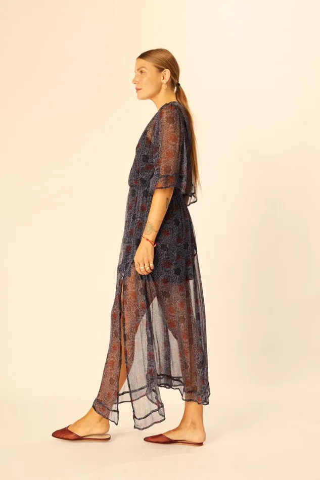 Women Natalie Martin Dresses Coco Maxi Snowflake Steel Blue