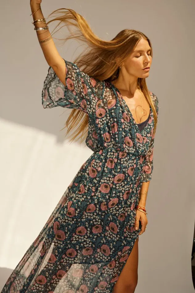 Women Natalie Martin Dresses Coco Maxi Vintage Flowers Indigo