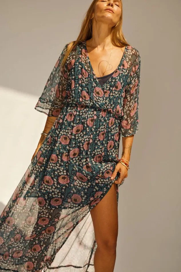 Women Natalie Martin Dresses Coco Maxi Vintage Flowers Indigo