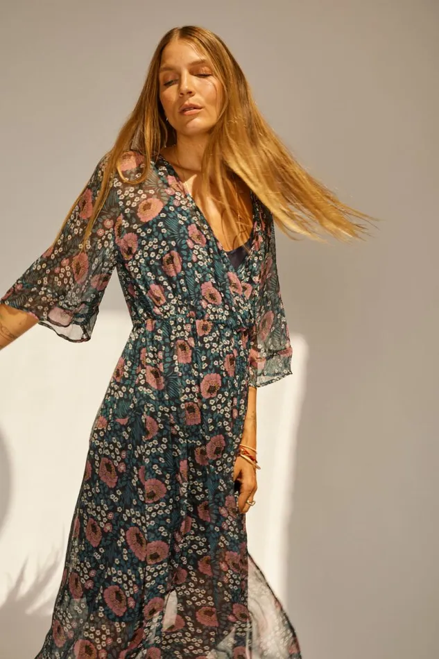 Women Natalie Martin Dresses Coco Maxi Vintage Flowers Indigo