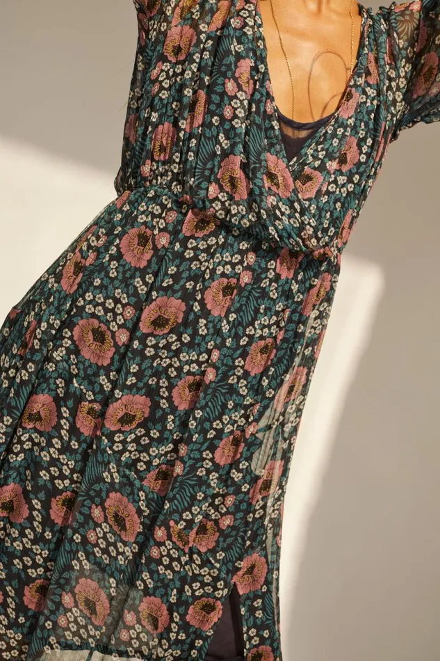 Women Natalie Martin Dresses Coco Maxi Vintage Flowers Indigo