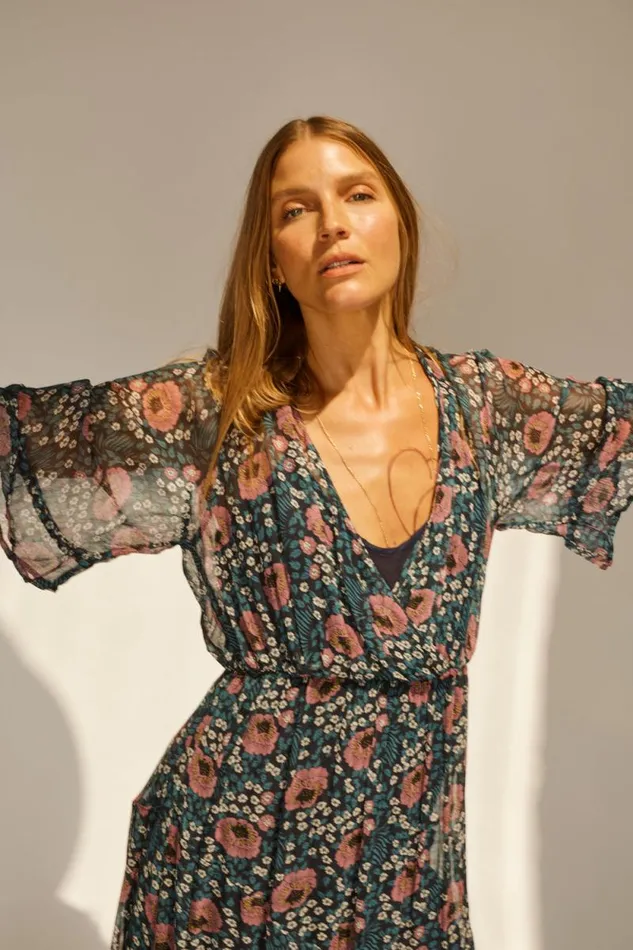 Women Natalie Martin Dresses Coco Maxi Vintage Flowers Indigo