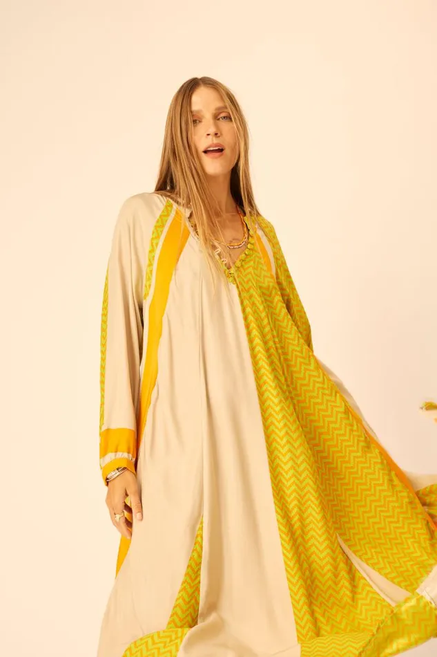 Women Natalie Martin Dresses Fiore Maxi Block Zigzag Tangerine