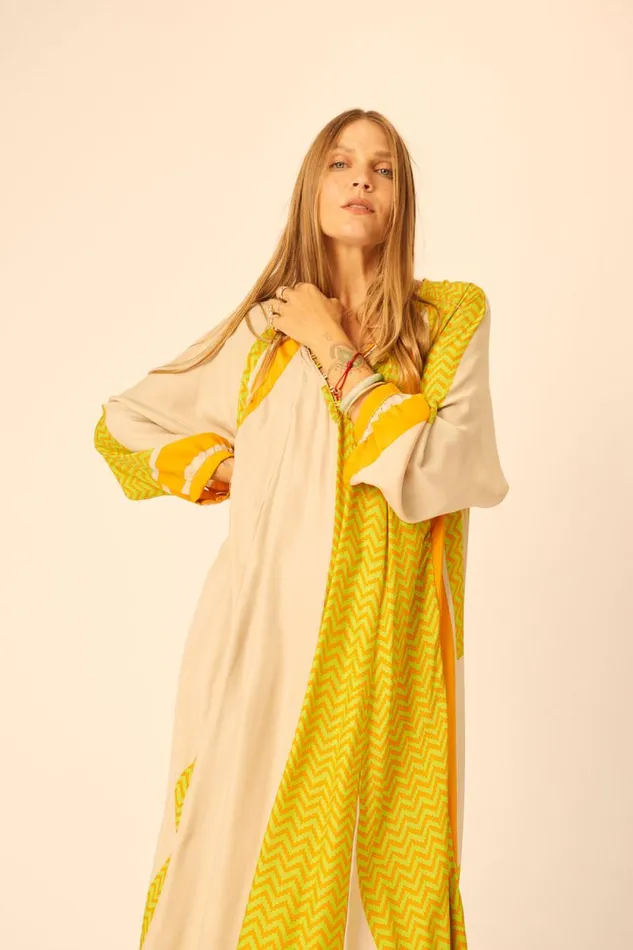 Women Natalie Martin Dresses Fiore Maxi Block Zigzag Tangerine