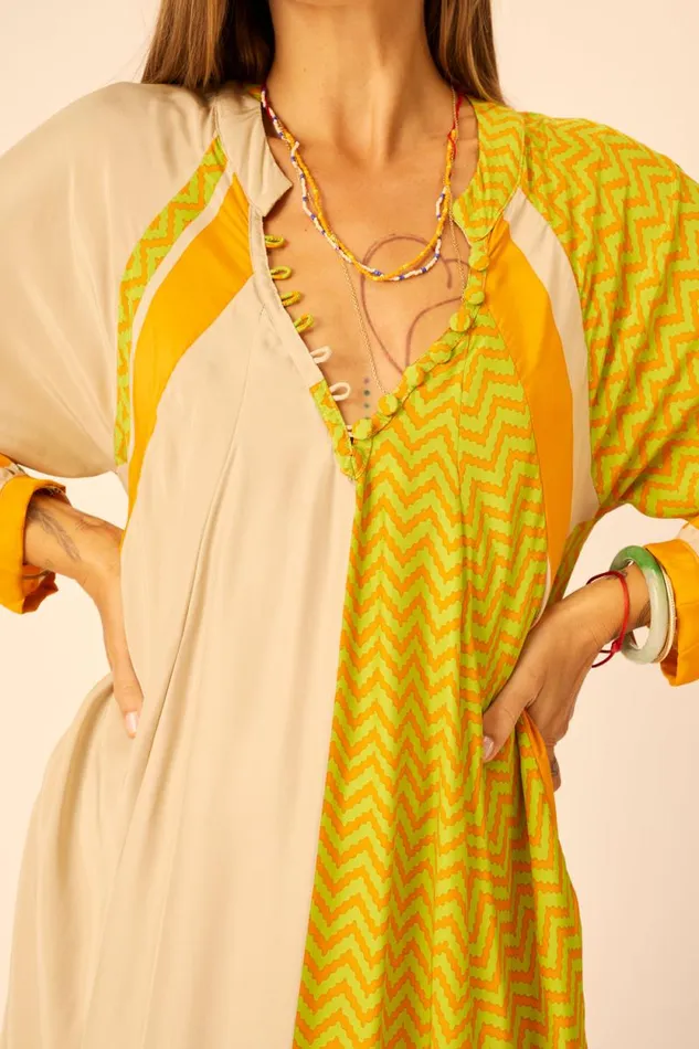 Women Natalie Martin Dresses Fiore Maxi Block Zigzag Tangerine