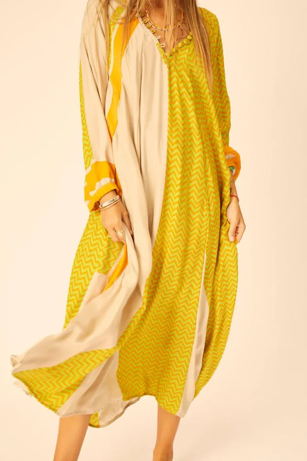 Women Natalie Martin Dresses Fiore Maxi Block Zigzag Tangerine