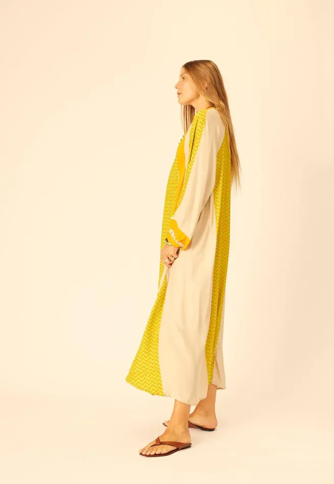 Women Natalie Martin Dresses Fiore Maxi Block Zigzag Tangerine