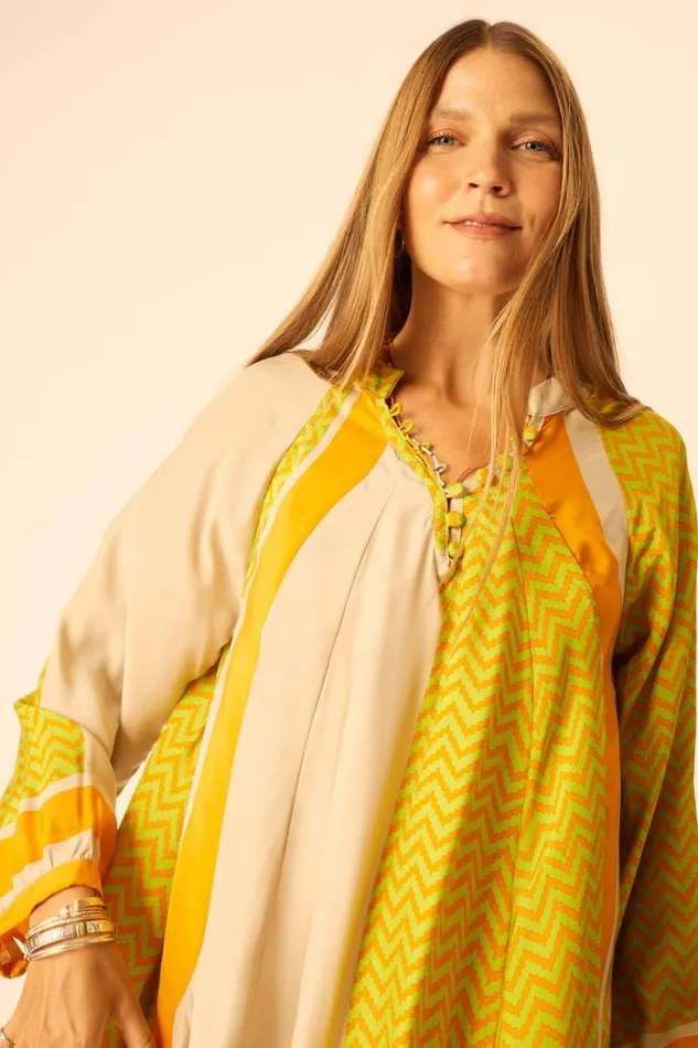 Women Natalie Martin Dresses Fiore Maxi Block Zigzag Tangerine