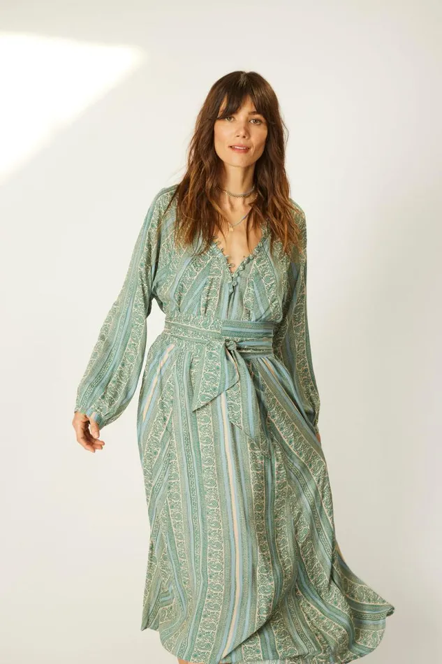 Women Natalie Martin Dresses Fiore Maxi Paisley Stripe Pool