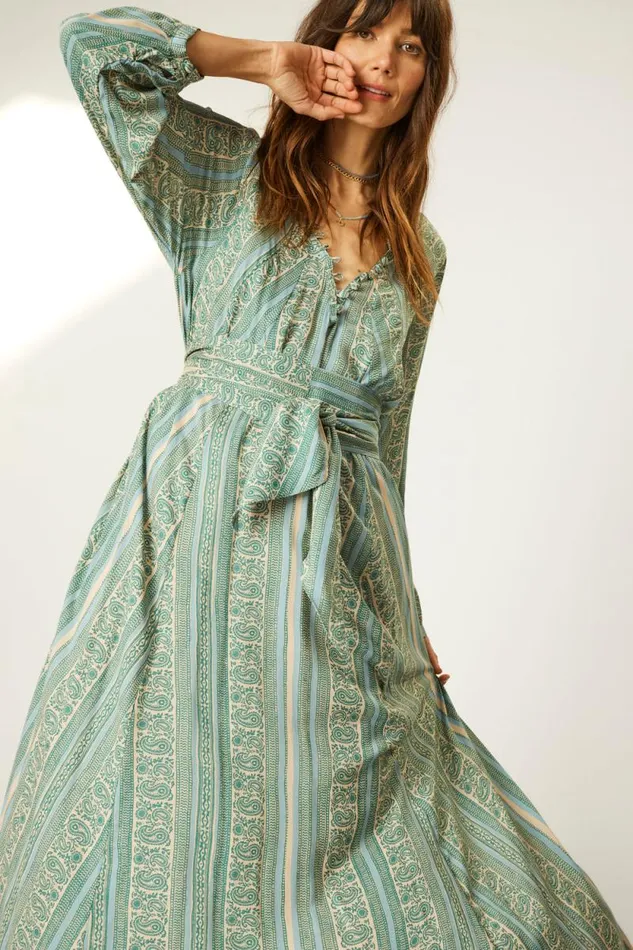 Women Natalie Martin Dresses Fiore Maxi Paisley Stripe Pool