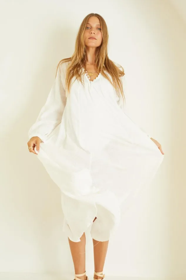 Women Natalie Martin Dresses Fiore Maxi White Cotton Gauze