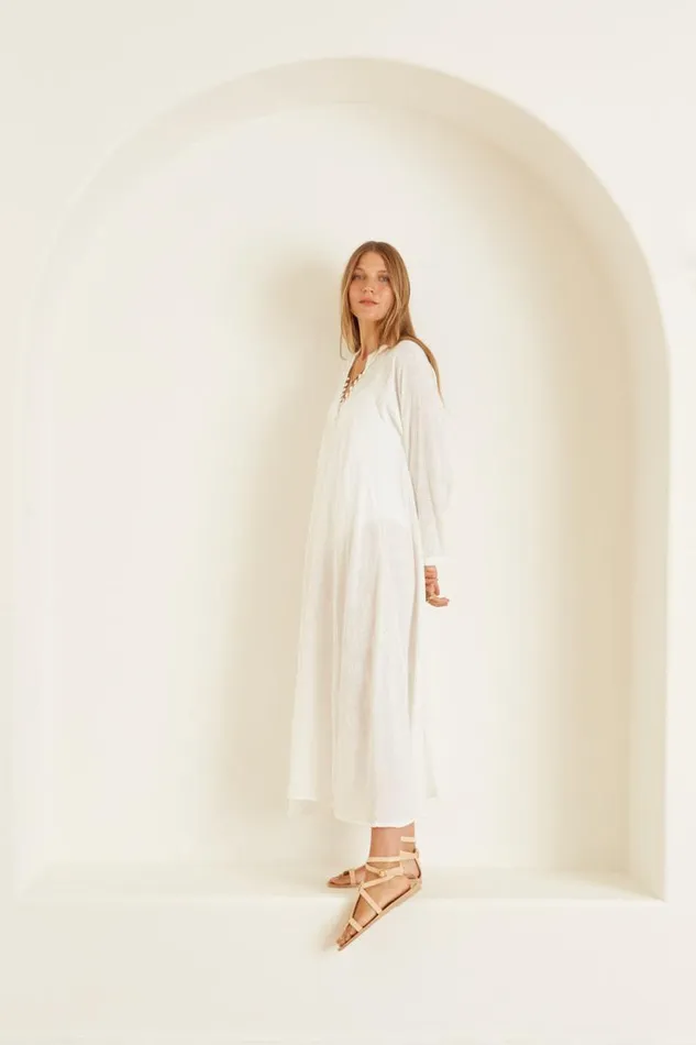 Women Natalie Martin Dresses Fiore Maxi White Cotton Gauze