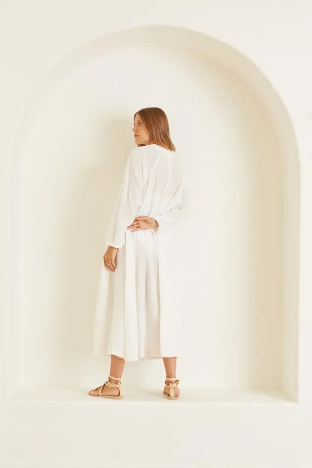 Women Natalie Martin Dresses Fiore Maxi White Cotton Gauze