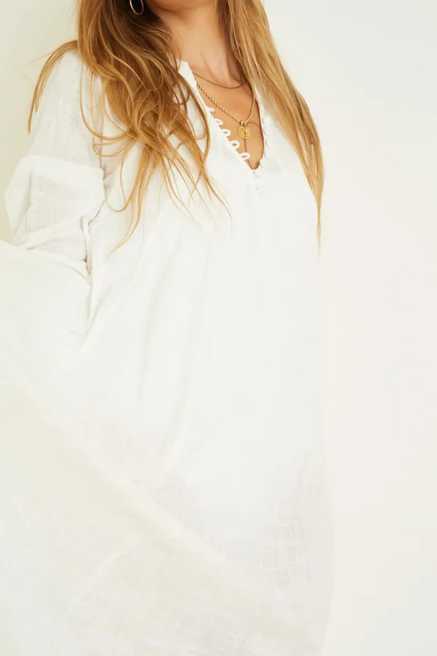 Women Natalie Martin Dresses Fiore Maxi White Cotton Gauze