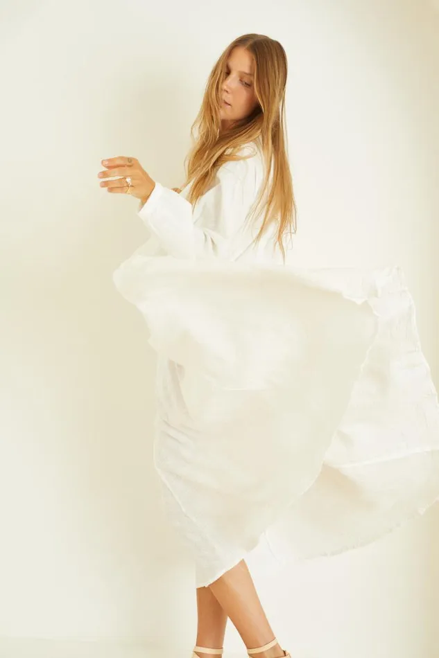 Women Natalie Martin Dresses Fiore Maxi White Cotton Gauze
