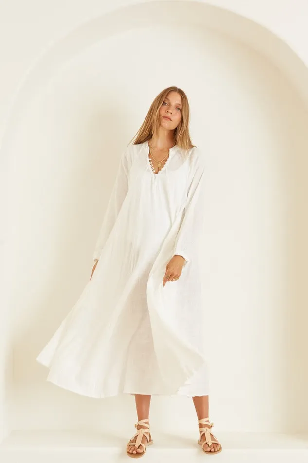 Women Natalie Martin Dresses Fiore Maxi White Cotton Gauze