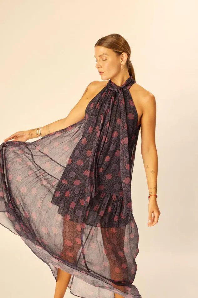 Women Natalie Martin Dresses Indiana Maxi Snowflake Aubergine