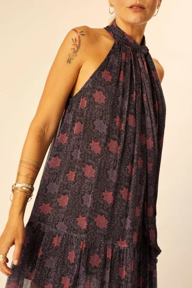 Women Natalie Martin Dresses Indiana Maxi Snowflake Aubergine
