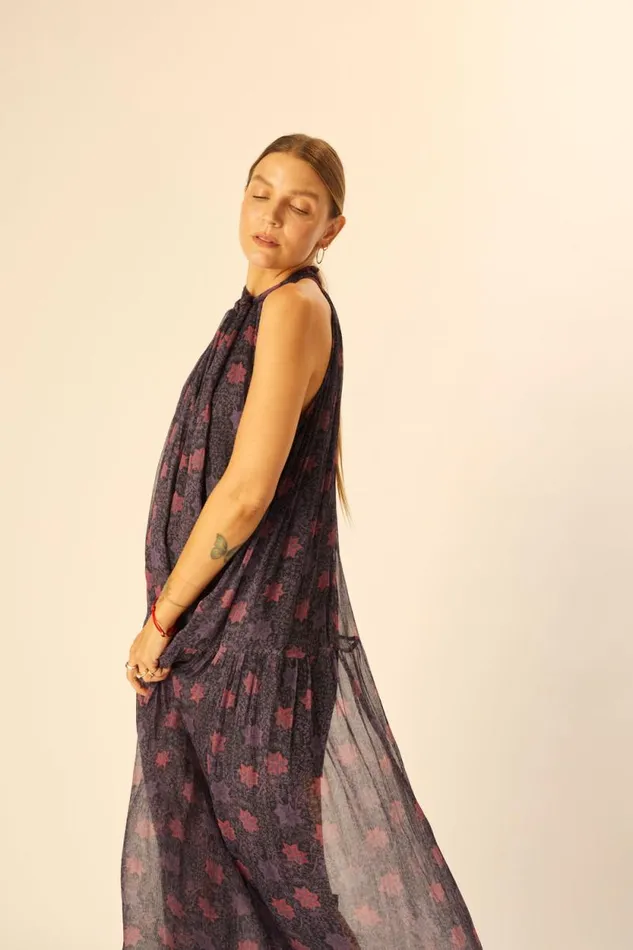 Women Natalie Martin Dresses Indiana Maxi Snowflake Aubergine