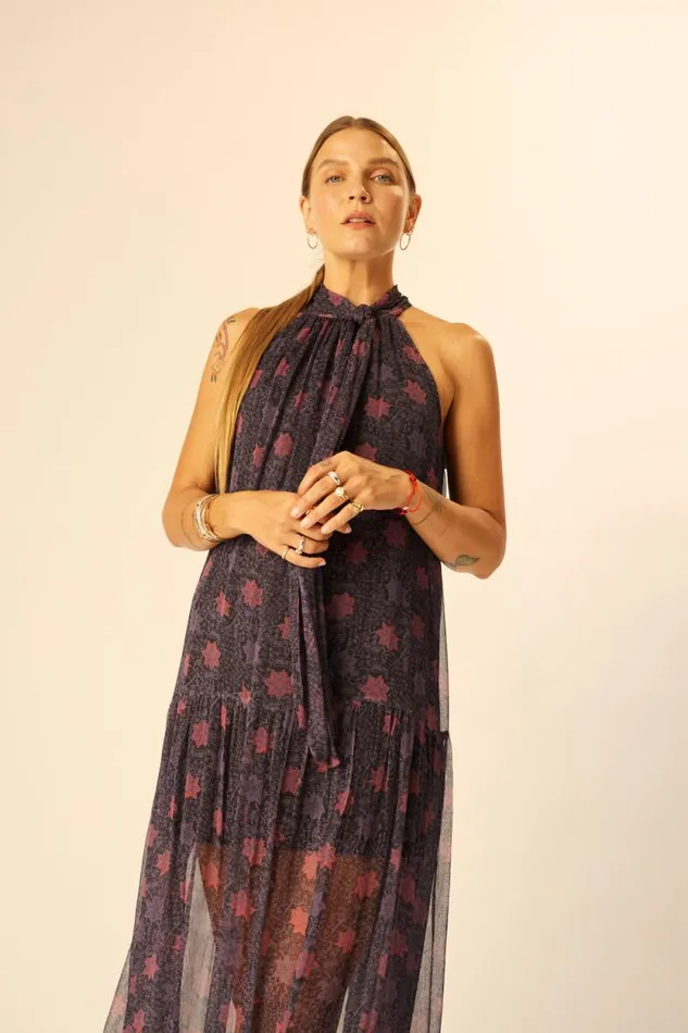 Women Natalie Martin Dresses Indiana Maxi Snowflake Aubergine