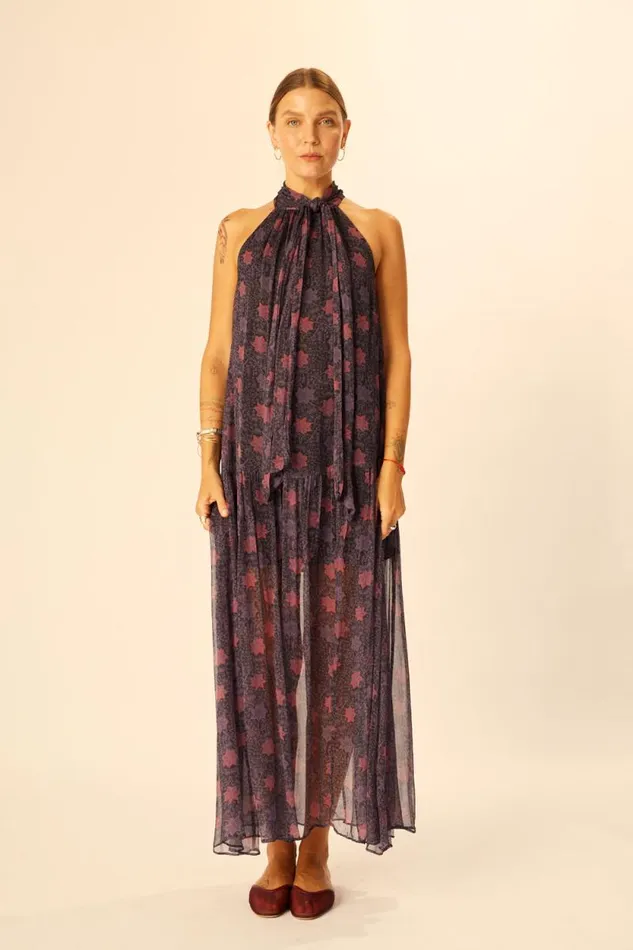 Women Natalie Martin Dresses Indiana Maxi Snowflake Aubergine