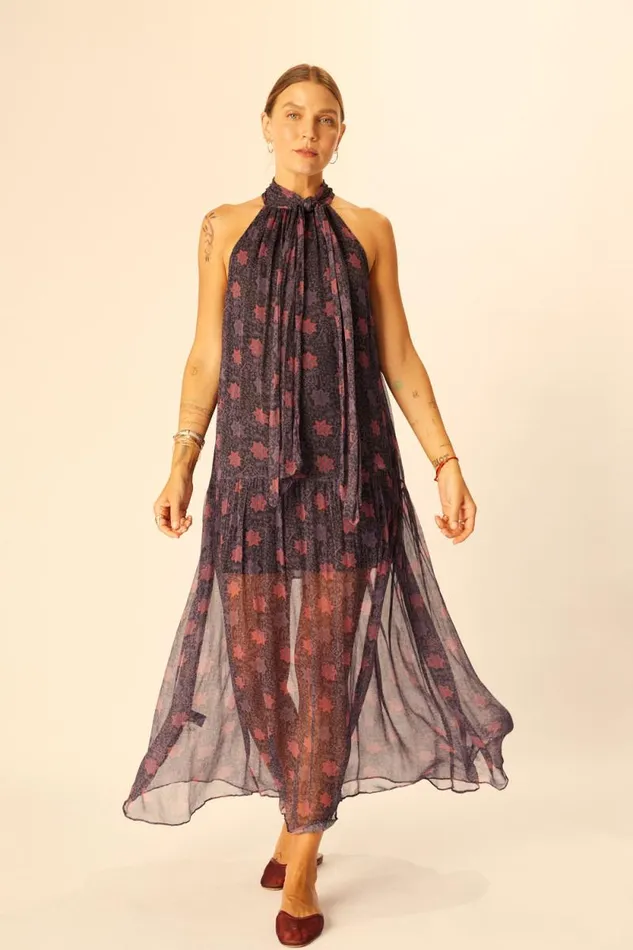 Women Natalie Martin Dresses Indiana Maxi Snowflake Aubergine
