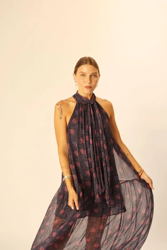 Women Natalie Martin Dresses Indiana Maxi Snowflake Aubergine