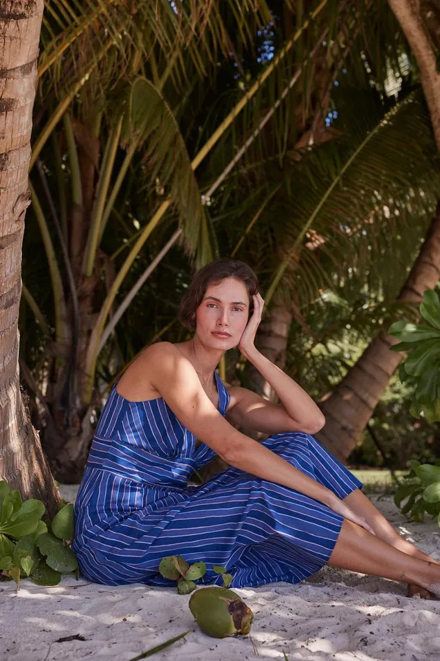 Women Natalie Martin Dresses Jackie Dress Batik Stripe Navy