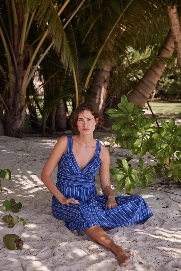 Women Natalie Martin Dresses Jackie Dress Batik Stripe Navy