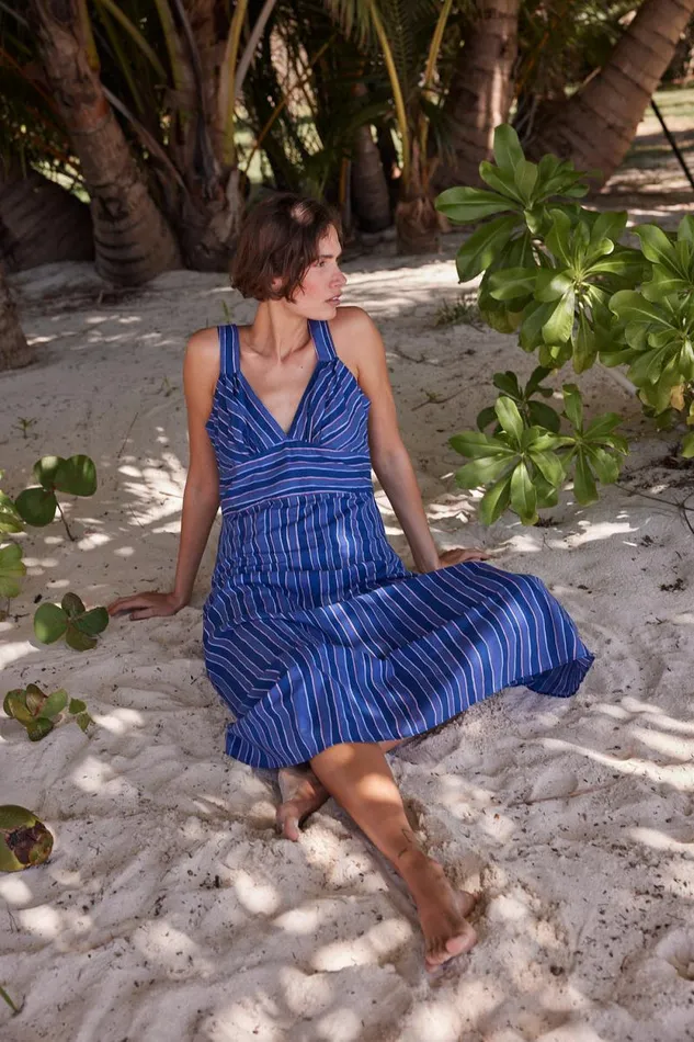 Women Natalie Martin Dresses Jackie Dress Batik Stripe Navy