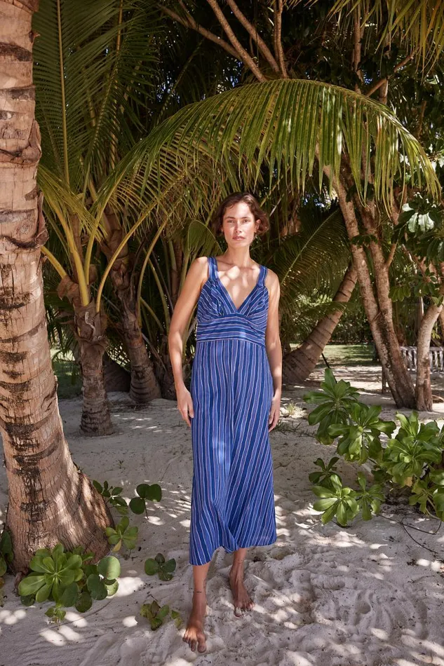 Women Natalie Martin Dresses Jackie Dress Batik Stripe Navy