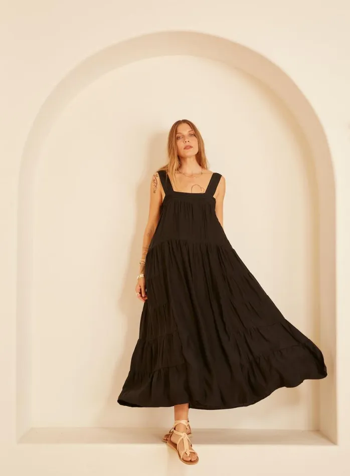 Women Natalie Martin Dresses Jasmine Maxi Black Silk